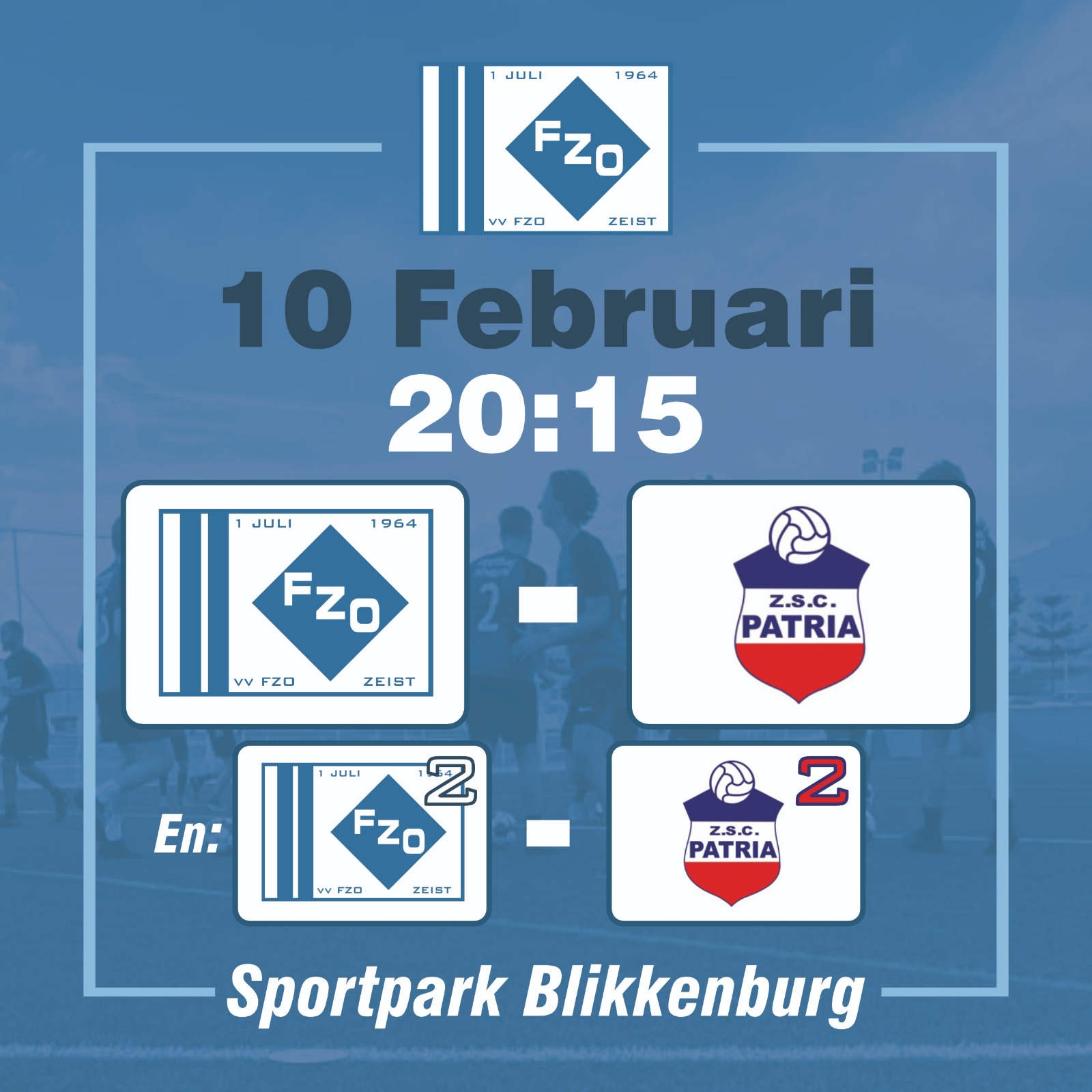 Oefenwedstrijden vanavond: FZO - Patria